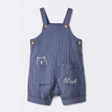Cloud Island Baby Boys' Blue Gauze Overalls Newborn picture