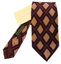 NWT VTG 80s-90s Giorgio Armani Geometric Burgundy 100% Silk Mens Neck Tie RARE picture