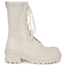 71540 auth CHRISTIAN DIOR cream leather 2022 ARCADE COMBAT Boots Shoes 38.5 picture