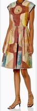 NWOT Making the Cut Season 2 Gary's Carnival Mini Dress Geometric Print Ruffle S picture
