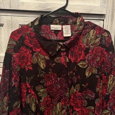 White Stag women’s 3XL red rose black floral button up. granny estate sale picture