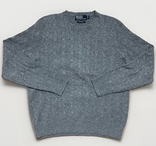 Vintage Polo Ralph Lauren Cashmere Sweater Mens Medium Gray Cable Knit Heritage picture