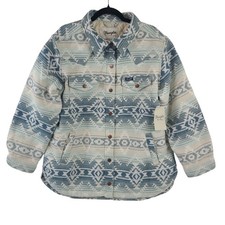 NEW Wrangler Retro Quilted Lined Aztec Print Jacket Blue/Beige Size L Snap picture