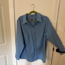 Talbots Women's Size 18W Wedgwood Blue Ling Sleeve Blouse - Gorgeous Color picture