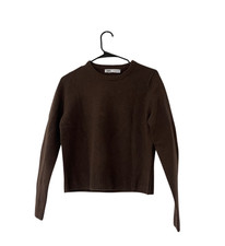 Zara Womens 100% Wool Sweater Medium Brown Long Sleeve Crew Neck 2893/100 NWT picture