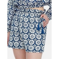 Roller Rabbit for Target Navy Blue Floral Cotton Tassel Shorts Womens Medium picture
