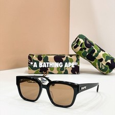 A Bathing Ape BAPE BS13025 Square Eyeglasses Black Clear Lens 56-20-145 New Case picture