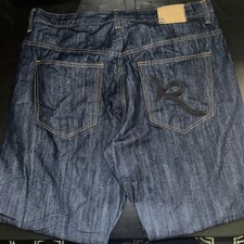 Baggy Embroidered Y2K Rocawear Jeans Size 40x32 Dark Wash Jeans picture