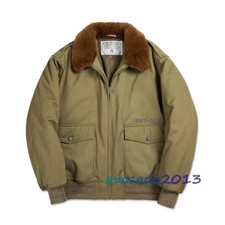 Maden Men's Vintage B-10 Cotton Bomber Jacket Lapel Flight Jacket Warm Coat picture