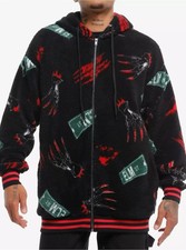 Hot Topic Nightmare on Elm Street Freddy Krueger Hoodie Large Oversized Zip NWT picture