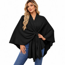 Women's Elegant Shawl Wrap Open Front Poncho Sweater Cardigan for Fall Winter picture