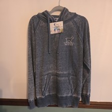 Buddy by the Sea Unisex  L Blue Acid Wash Surf Dog Graphic Pullover Hoodie Beach picture