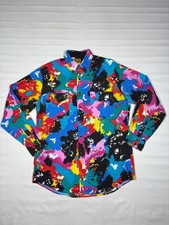 VTG Roper Abstract Watercolor Neon Splatter Cotton Western Shirt Med Made in USA picture
