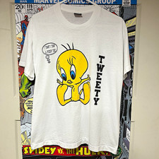 Vintage Fruit of the Loom Best Tweety Looney Tunes White L Crew Neck T-Shirt picture