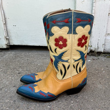RARE Montana Boot Co. Women's Bluebird Western Boots Goat Leather 7B picture