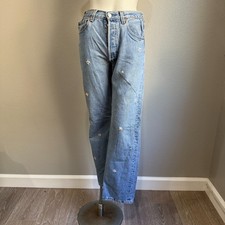 Vintage Levi's Custom Floral Embroidery Light Wash Denim Size 25 Women's picture