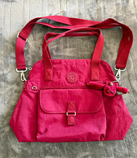 Kipling Pink Nylon Shoulder Bag Zip Inner Pockets Monkey Charm Strap & Pouch picture