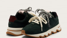 Authentic SOREL Kinetic Ember Lux Women's Sneaker Suede Leather - Deep Woods picture
