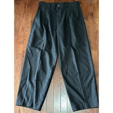Vintage Robert Comstock Wool Flannel Pants Mens 34x28 Charcoal Pleated Trousers picture