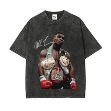 Mike Tyson T-Shirt, 90s Vintage Boxing Sport Legend Oversize Unisex Washed T-Shi picture