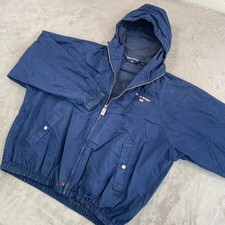 Vintage Polo Sport Ralph Lauren Hooded Jacket in Blue Men Large SpellOut US Flag picture