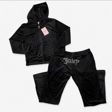 Juicy Couture y2k Liquorice velour rhinestone bling tracksuit Size MEDIUM picture