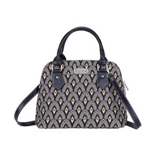Black And White Luxor Convertible Top Handle Purse Handbag picture