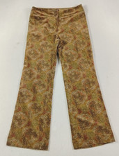 Vintage Harold's Pants Womens 10 Brown Paisley Velour Straight Leg Dressy Boho picture