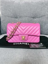 CHANEL classic flap bag mini rectangular chevron leather bag PINK picture