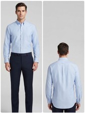 Stafford Tailored Culture Mens Fitted Wrinkle-Free Oxford Shirt Blue picture