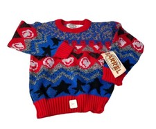 Vintage 1980’s NOS Barrel Kids Knit Sweater Geometric Child Size 5 NEW USA picture