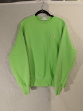 Champion Reverse Weave Sweatshirt Crewneck Neon Lime Green Y2K picture
