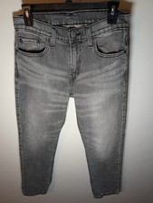 Levi's 502 Jeans Mens 30x30 Black Regular Taper Fit Faded Dark Wash Denim Pants picture