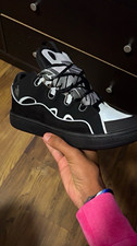 Lanvin Men’s Low Top Lace Up Sneakers Black/Gray/White Rubber Sole Italy picture