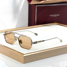 JACQUES MARIE MAGE DEAVER Silver Rectangle Sunglasses Brown Lens 54-19-146 picture