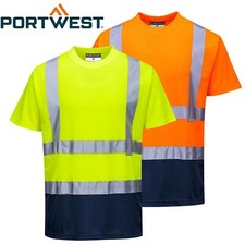 Portwest S378 Hi-Vis Contrast T-Shirt Reflective Breathable Wicking Short Sleeve picture
