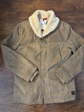 Iron Resin Lincoln Jacket Mens Medium Tan Barn Chore Field Coat Waxed Shearling picture