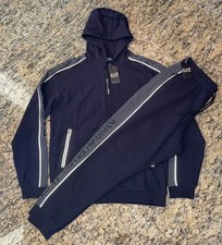 EMPORIO ARMANI EA7 $370 Mens Tracksuit Jacket & Jogger Pants Blue AUTHENTIC NEW picture