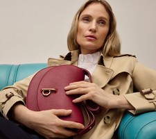 Burberry Mini Dark Red Saddle Crossbody Bag Adjustable Strap Magnetic, Gold Logo picture