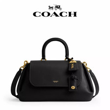 COACH CCC39 Slouchy Rogue Top Handle Bag 39 Natural Grain Leather Black Outlet picture