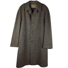 VTG Samuel Martin Houndstooth Cord Twist Wool Top Coat Mens Overcoat Tweed  picture
