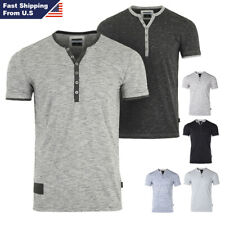 ZIMEGO Men's Casual Short Sleeve Contrast Layer V-Neck Fashion Slim Henley Shirt picture