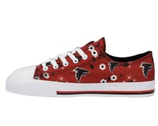 Size 6 Atlanta Falcons FOCO Women's Flower Canvas Allover Shoes Low Red NFL NEW picture