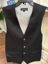 Mens Alberto Cardinali Smal Black Vest/ 100 Linen Outside 100 Poly Interior picture