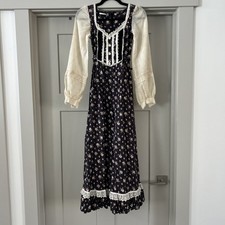 Vintage 1970s Gunne Sax Style Custom Made Lace Dress Size 3 picture