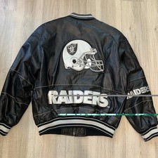 Vintage G-III Carl Banks Oakland Raiders Leather Jacket Size L Black 90's picture