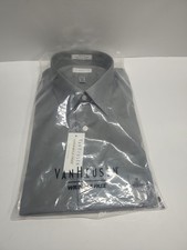 Van Heusen Men's XXL Gray Button Up Shirt, Wrinkle Free 18 34/35  NWT Lux Sateen picture