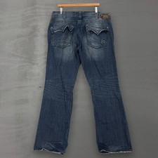 1921 Nineteen Twenty One Tom Bootcut Jeans Blue Distressed Flap Pocket 38/34 picture