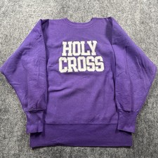 Champion Reverse Weave Holy Cross Sweatshirt Mens L Purple USA Made Vintage 90s picture