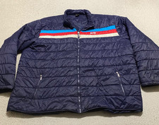 Wendy's Mens 3XL Puffer Jacket Blue Retro Stripe Employee Full Zip Barco picture